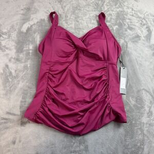 Jinxqueer Tankini Swimsuit Womens 18W Purple Ruched Padded Top Adjustable Straps